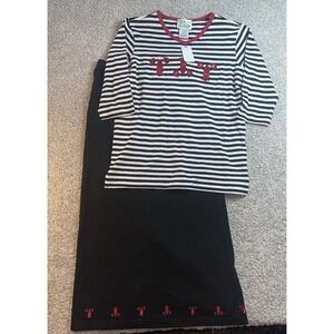 The Quacker Factory 2 Pc Maxi Skirt Outfit Lobsters Beaded Embroidered Womens XS
